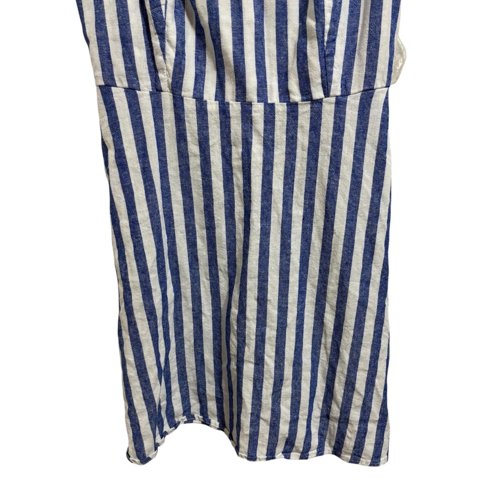 Old Navy Blue White Striped Linen Blend Mini Dress Petite S Sleeveless Pockets - Picture 8 of 10